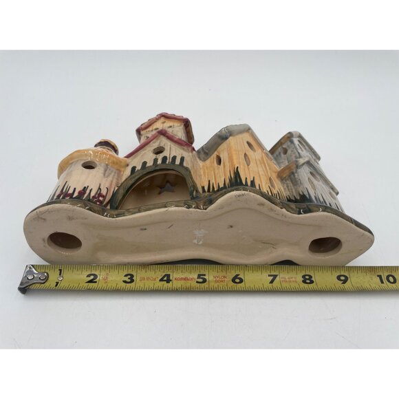 Hand-Painted Ceramic Village House Tealight Holder - Picture 3 of 5